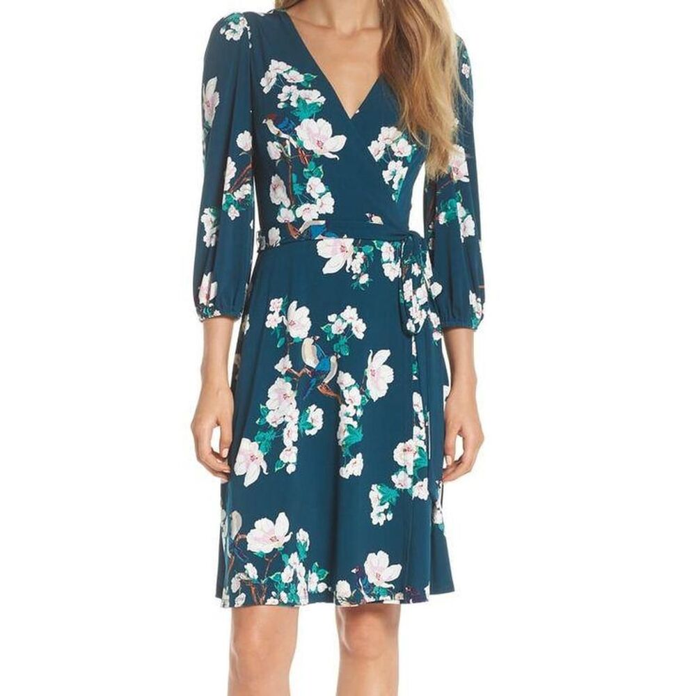 Eliza-J Women's Wrap Dress with floral patter